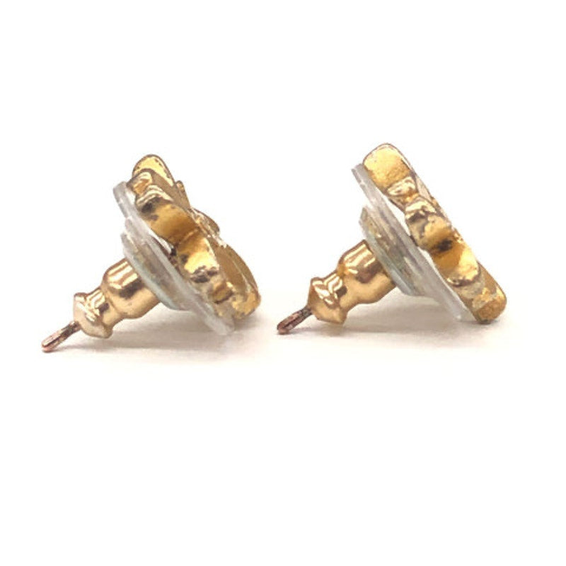 Chanel Coco Mark Clover Earrings Gold C2641