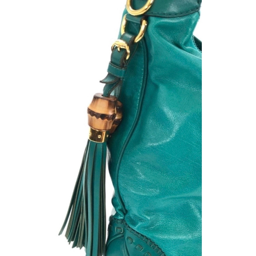 Gucci Jackie Bamboo Large Teal Hobo