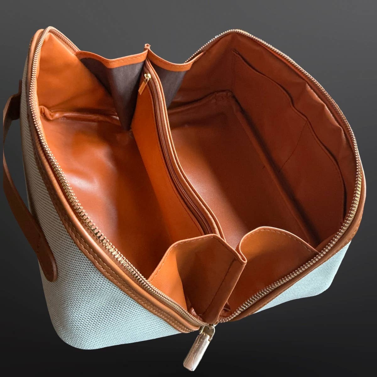 Equestrian Horse Bit Cosmetic Toiletry Bag Vegan Leather & Canvas