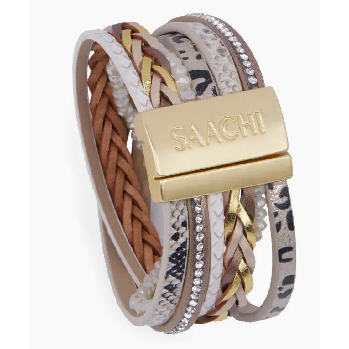 Patterned Leather Buckle Bracelet