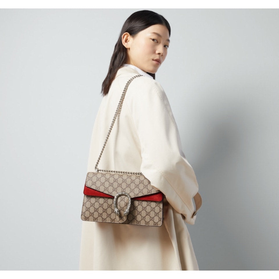 GUCCI LIMITED EDITION SOLD OUT NWT Dionysus GG Small Shoulder Bag W/ RED SUEDE