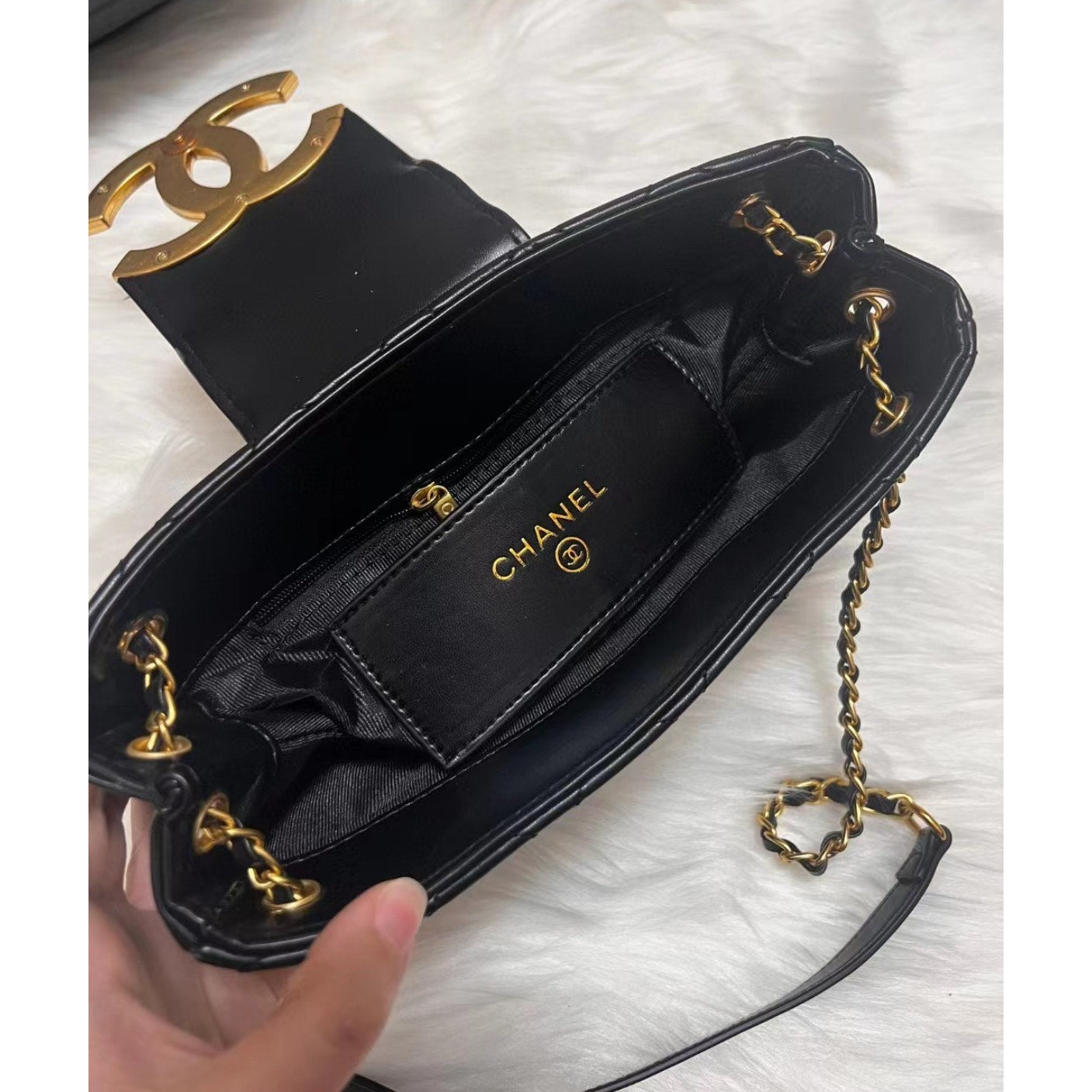 Chanel Beaute NEW Makeup Crossbody Black DOUBLE CC W/ Box