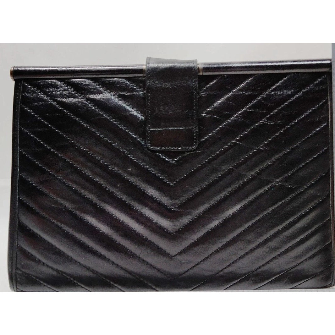 Yves Saint Laurent Clutch Bag Black Leather