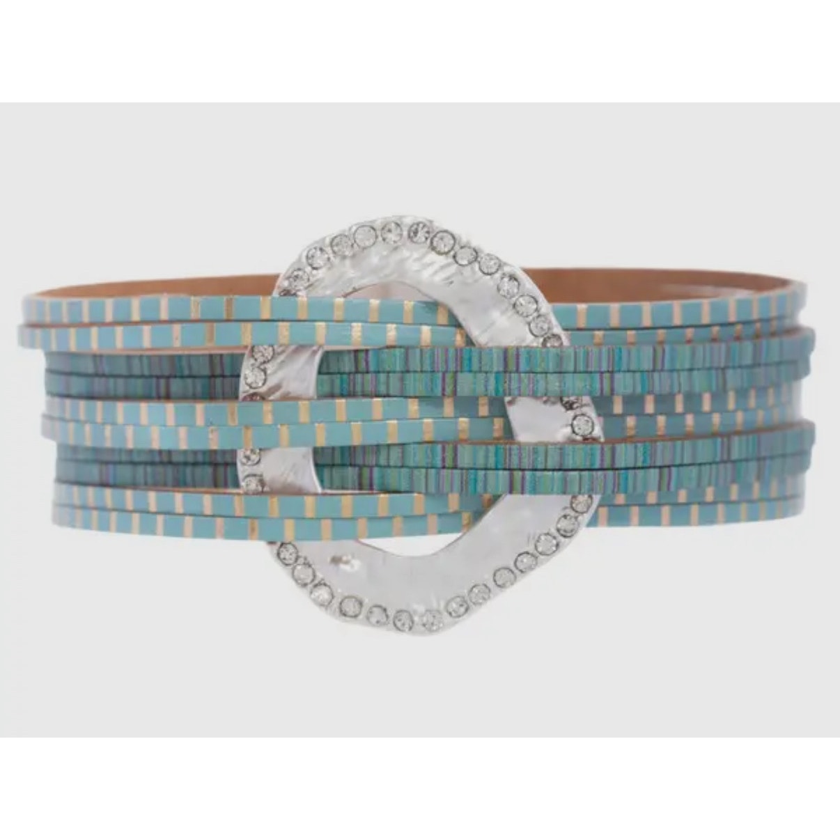 Vegan Leather Crystal Disk Bracelet