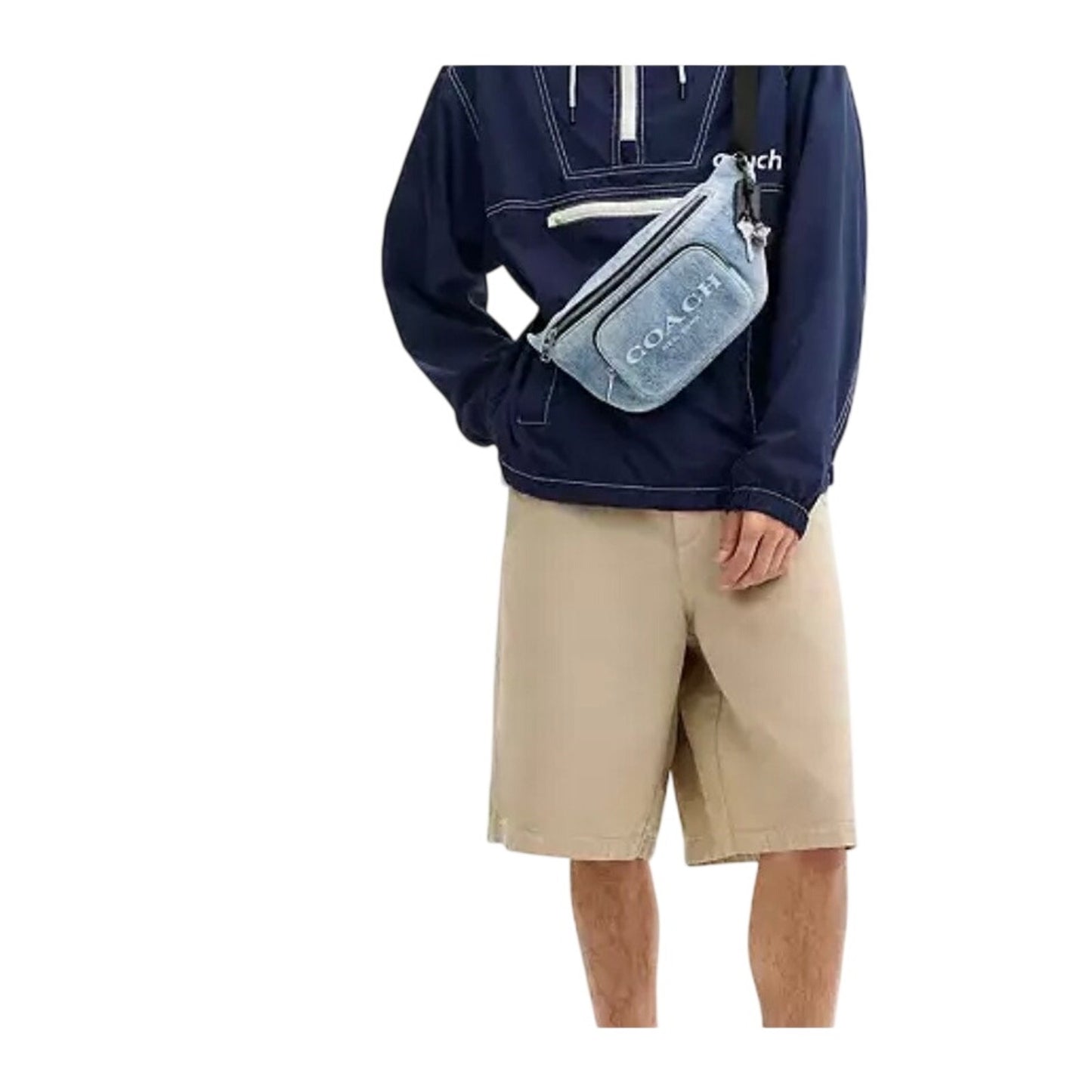 Travis Loved Denim Belt Bag Cross Body NWT + Charms