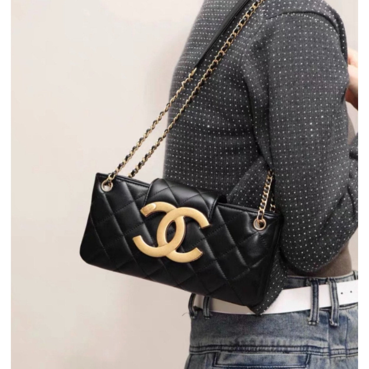 Chanel Beaute NEW Makeup Crossbody Black DOUBLE CC W/ Box