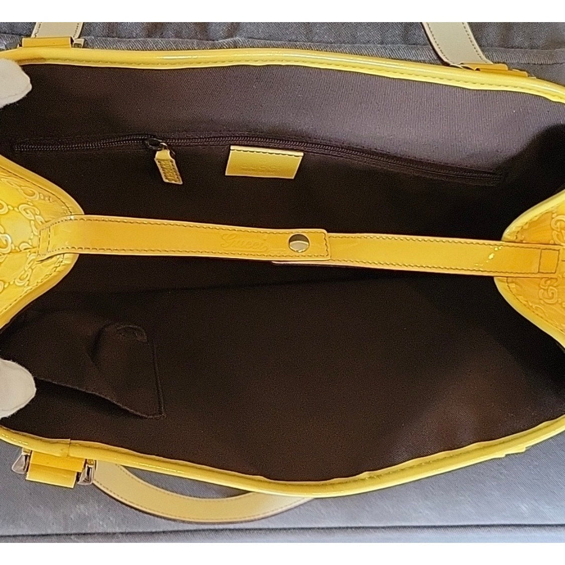 Gucci Vintage Patent Yellow Tote - Pristine
