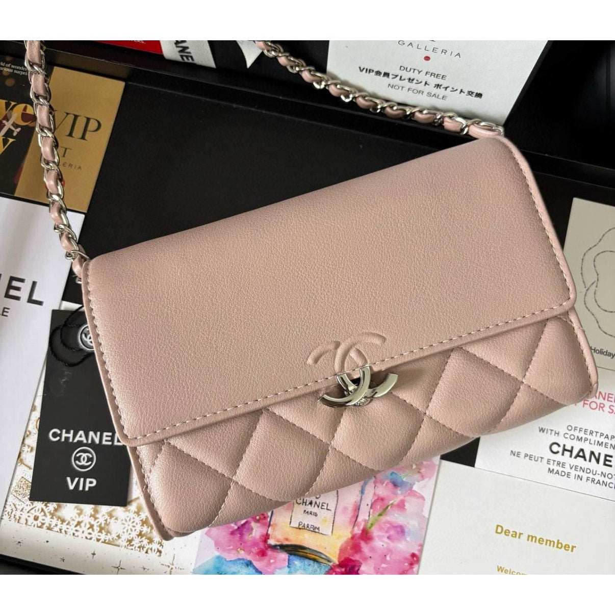 Chanel Beauty WOC, Pink with Silver Hardware