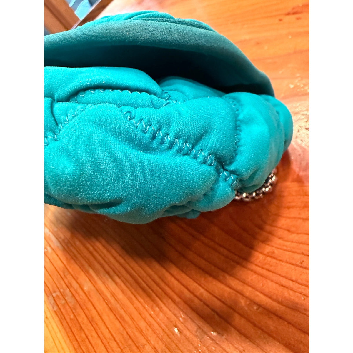 CHANEL BLUE TURQUOISE FABRIC SHOULDER FLAP BAG