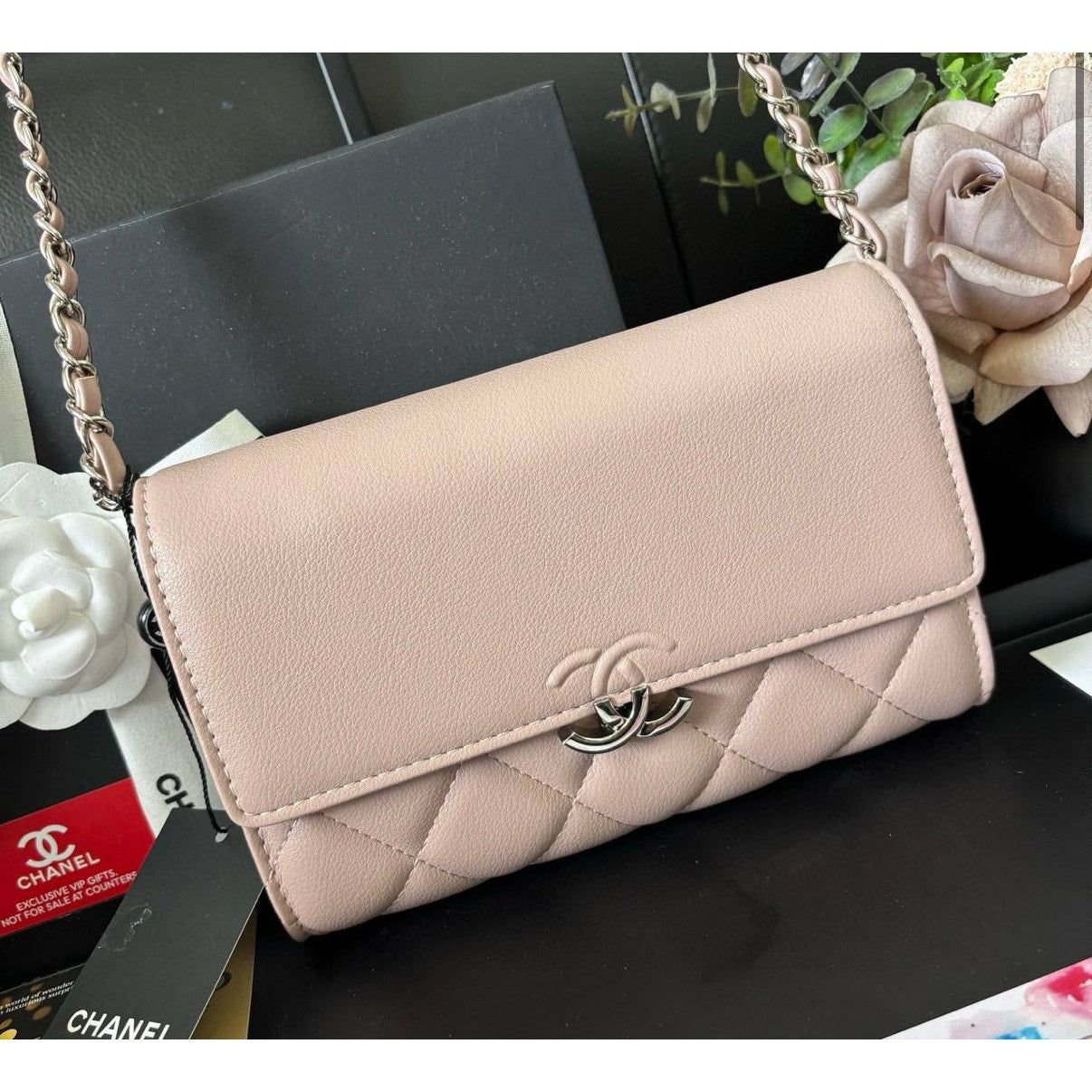 Chanel Beauty WOC, Pink with Silver Hardware