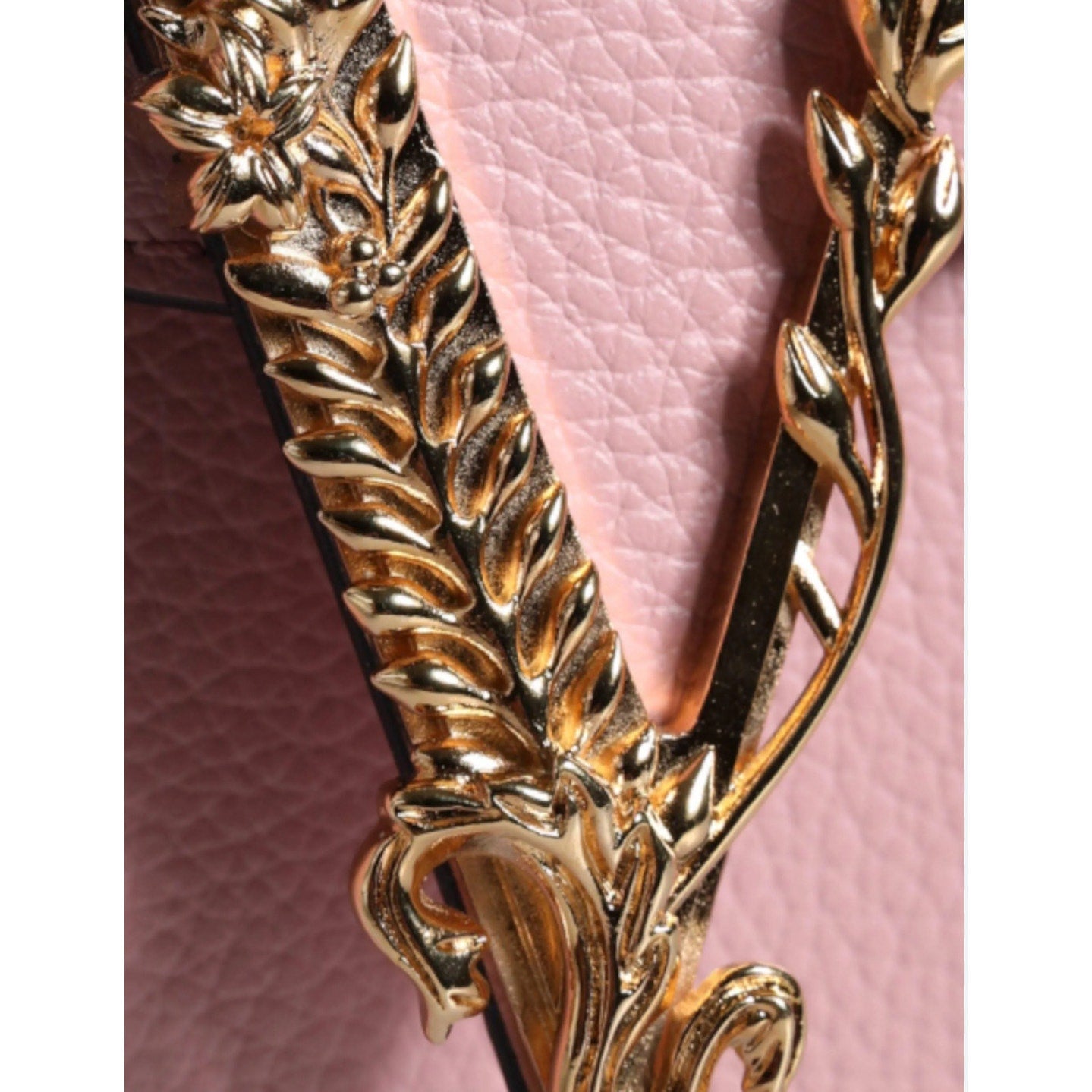 Versace Virtus Engraved Pink Rose Calf Leather Shoulder Crossbody Bag NWT $1,550