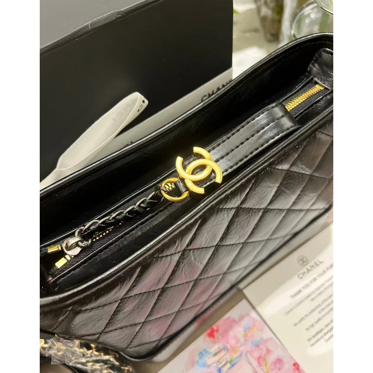 Chanel Beaute NEW Makeup Black Quilted Gold Hardware 7.75 x 4.75x 2.33