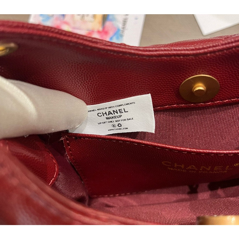 Chanel Beaute NEW Makeup Quilted Novelty Bag Red with Gold Hardware