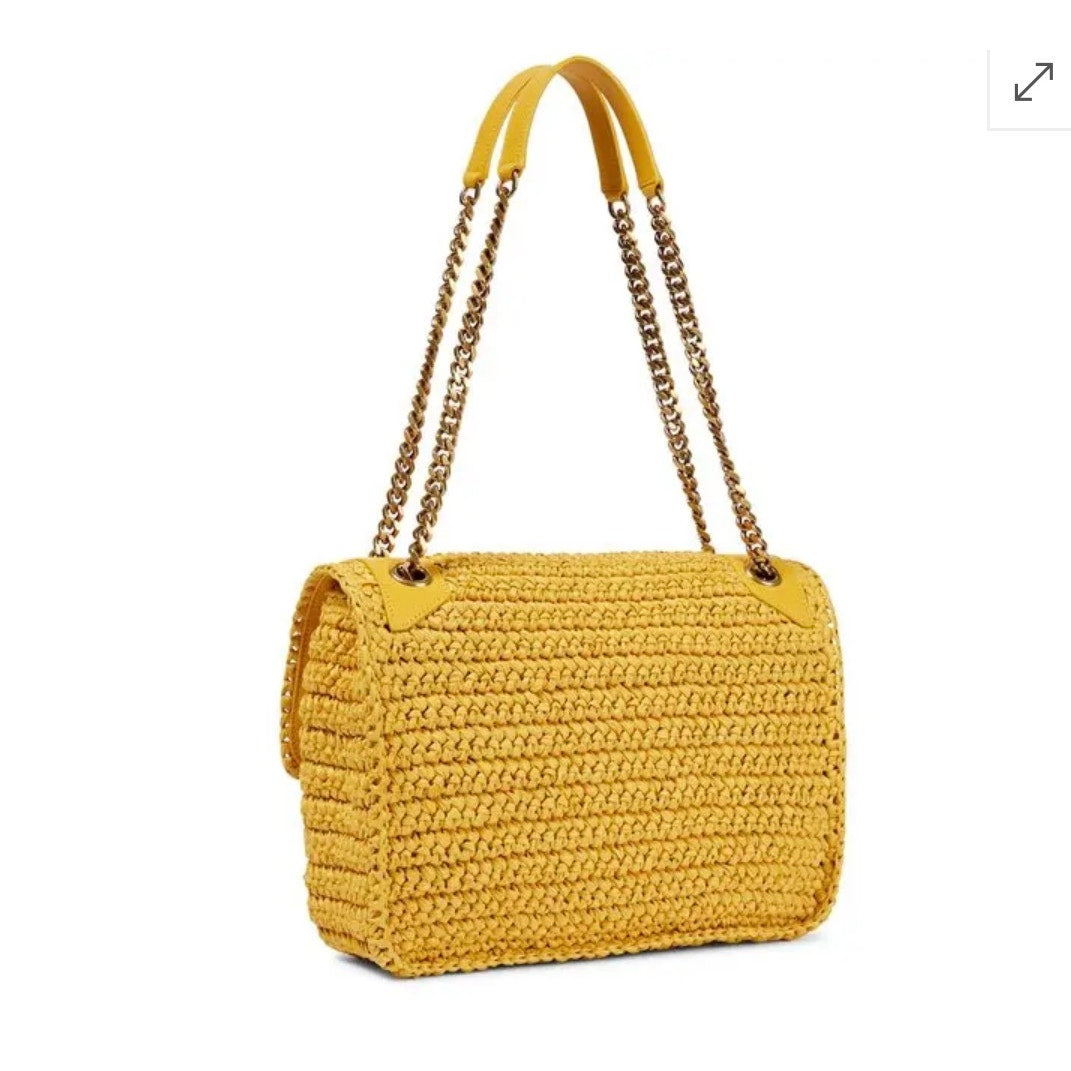 Yves Saint Laurent Yellow Raffia Medium Niki Bag NEW SOLD OUT STYLE NWB