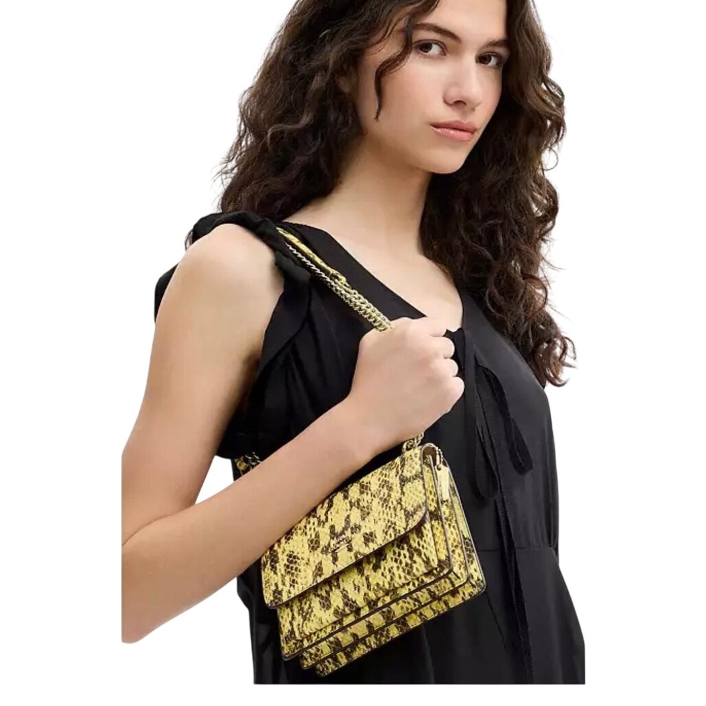Coach Mini Klare Crossbody Bag Yellow Snake Embossed