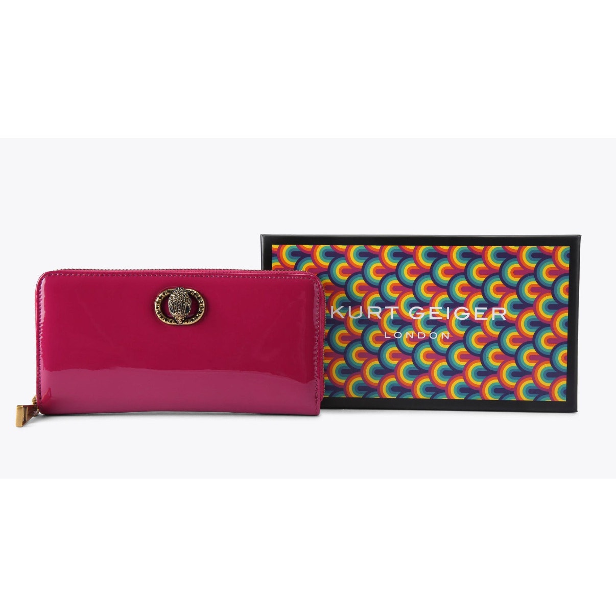 Kurt Geiger London Chelsea Zip Around Wallet NWB Fuchsia