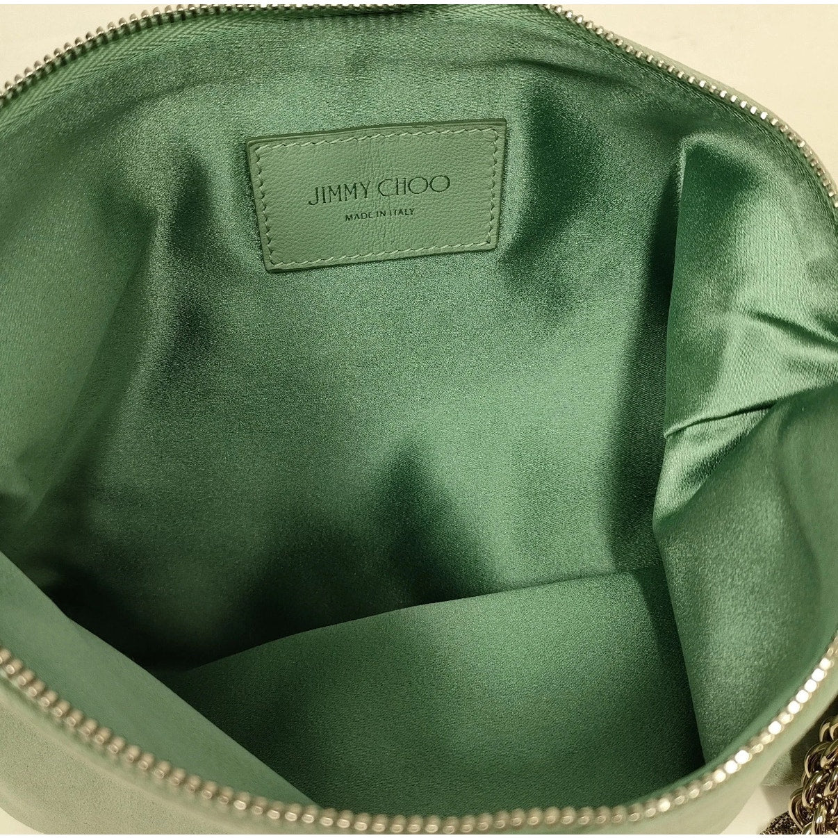 JIMMY CHOO Hand Bag Green Suede Leather