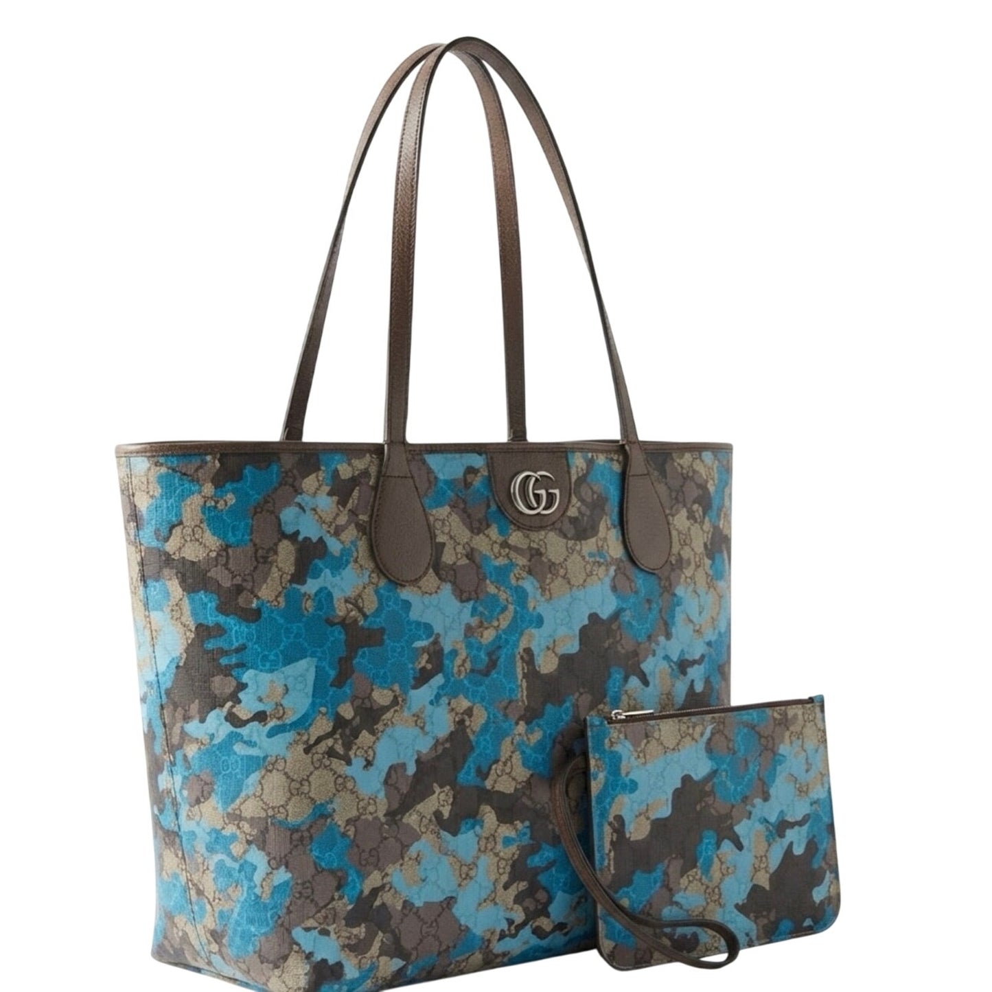 becca Gucci Large Blue Camouflage Marbled GG Monogram Shopper NWT