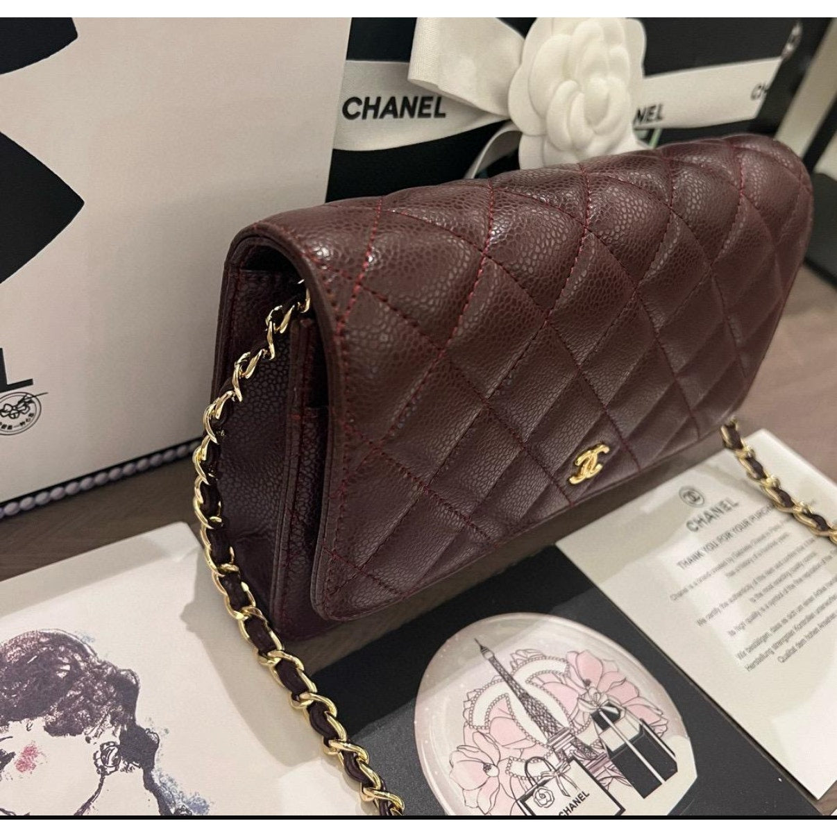 Chanel Beauty WOC, Bordeaux with Gold Hardware