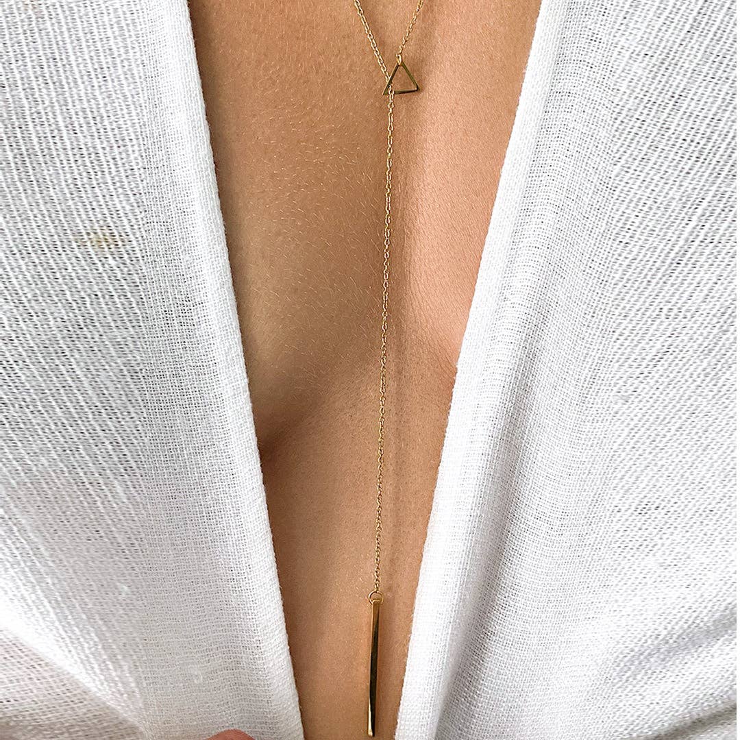 Adornia Triangle Lariat Necklace gold
