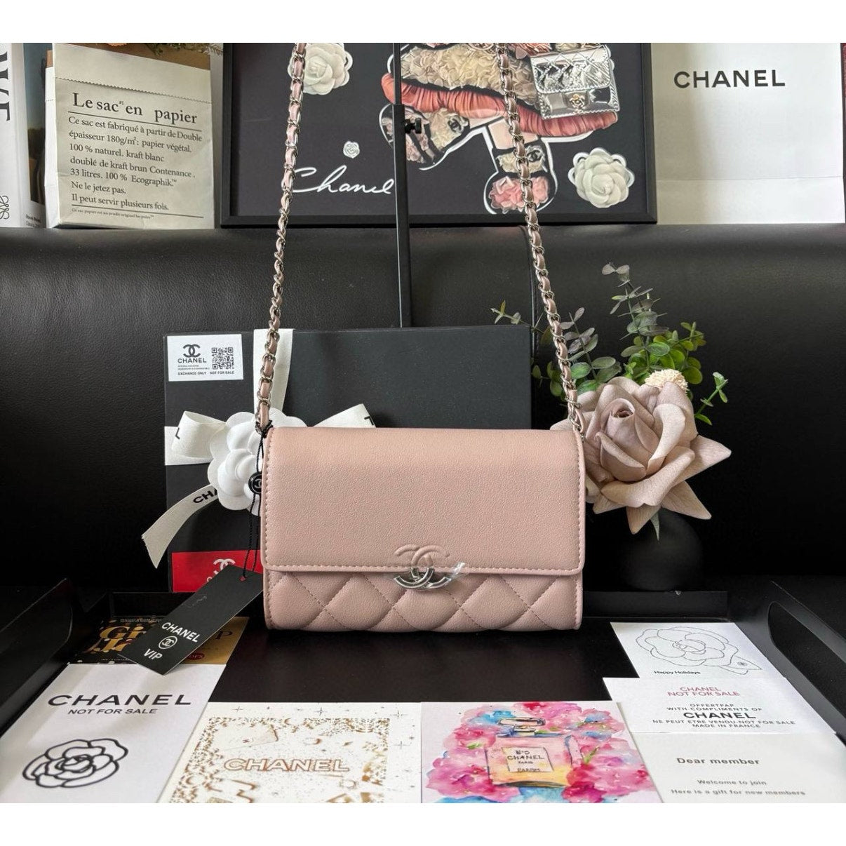 Chanel Beauty WOC, Pink with Silver Hardware