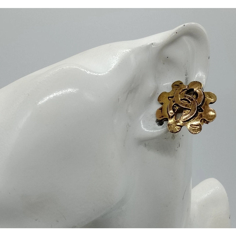 Chanel Gold Plated Clip Earrings