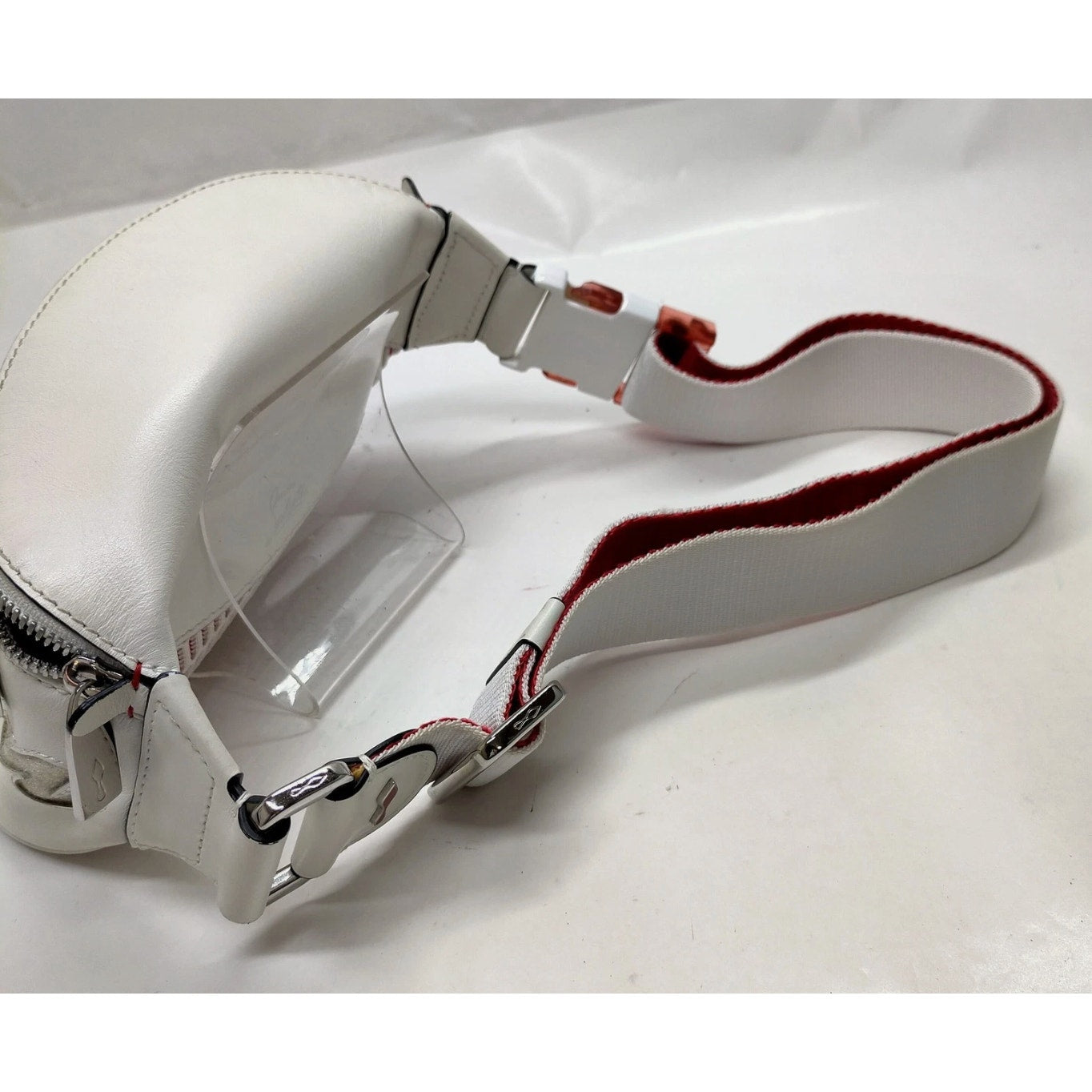 Christian Lou Boutin Leather Belt Bag White/Red EUC