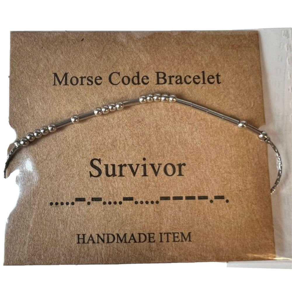Morse Code “Survivor” Adjustable Bracelet Stainless Steel