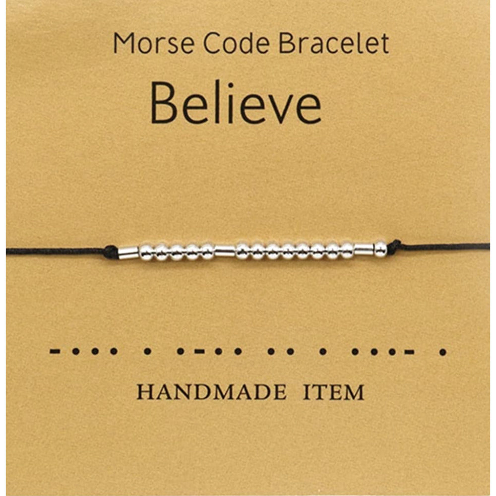 Bundle 5 Morse Code Bracelet Silver Bead 3 BELIEVE Bracelet and 2 I love you