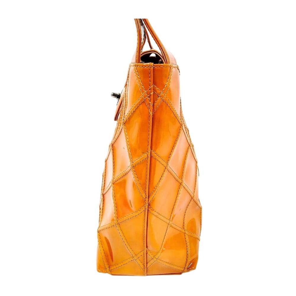 CHANEL Quilted Matelasse Shoulder Bag Patent leather Yellow CC - PRISTINE