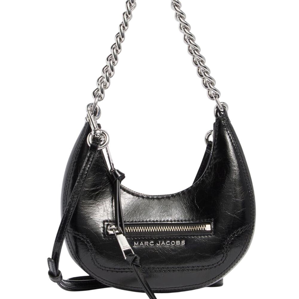 Marc Jacob’s Mini Crescent leather Crossbody Bag Black with Silver Hardware