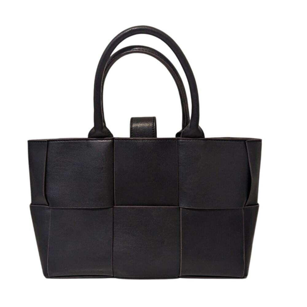 Elegant Woven Leather Black Handbag Worthington