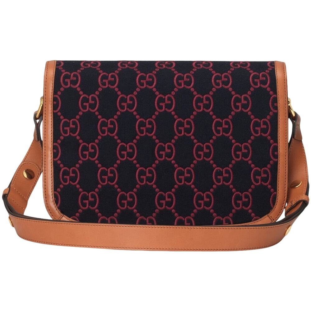 Limited Edition Gucci Horsebit 1955 Shoulder Bag Dark BlueRed 7H 9.8W 4.1D NWT