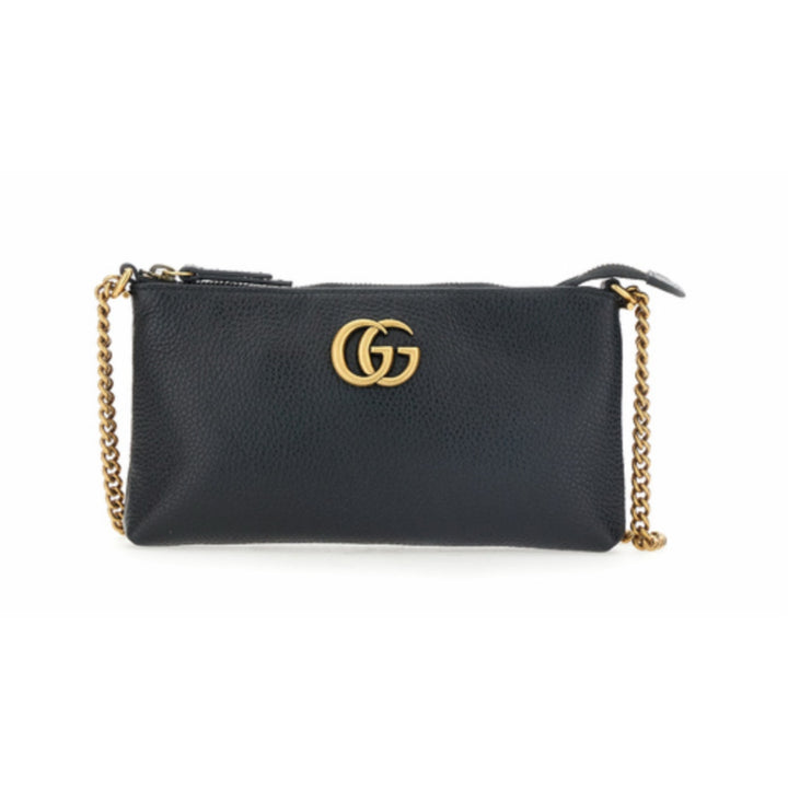 Gucci Pebbled Calfskin GG Marmont Zip Chain Crossbody NWT Full Inclusion