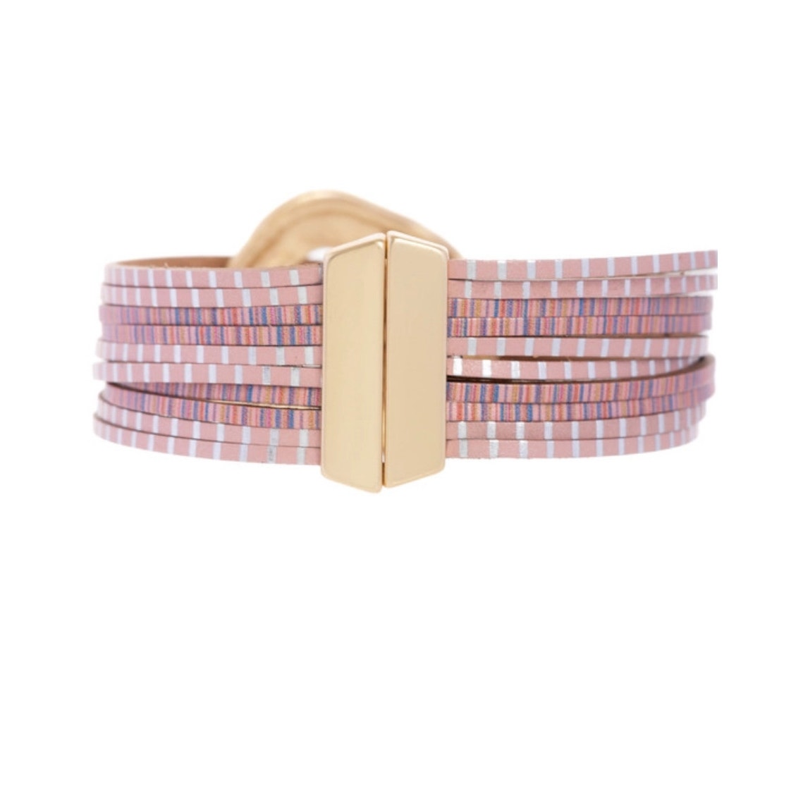 Vegan Leather Crystal Disk Bracelet
