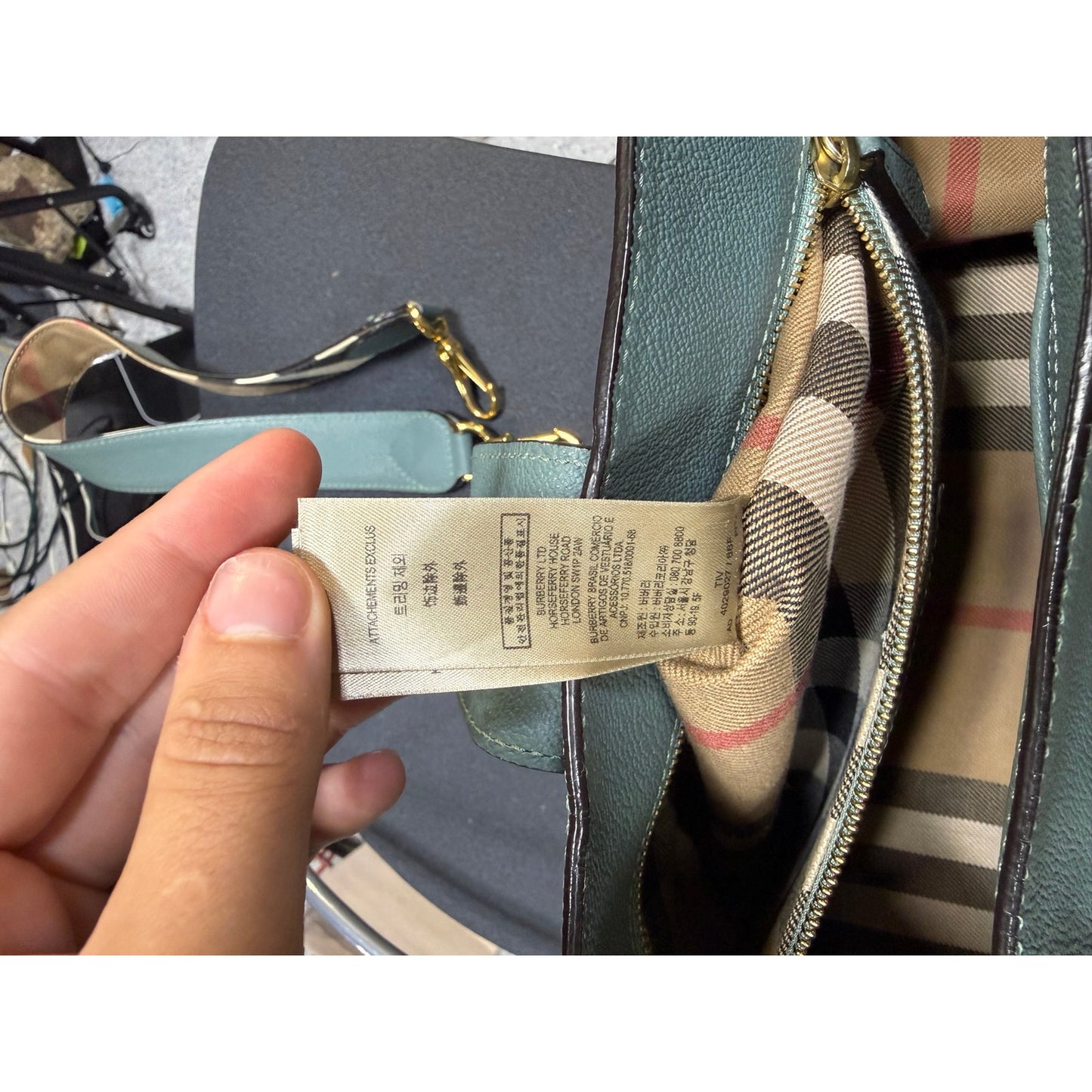Burberry Buckle Bag in Blue/Green