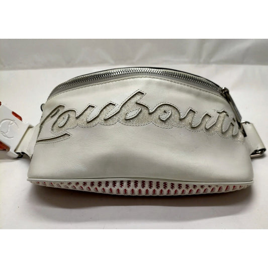 Christian Lou Boutin Leather Belt Bag White/Red EUC
