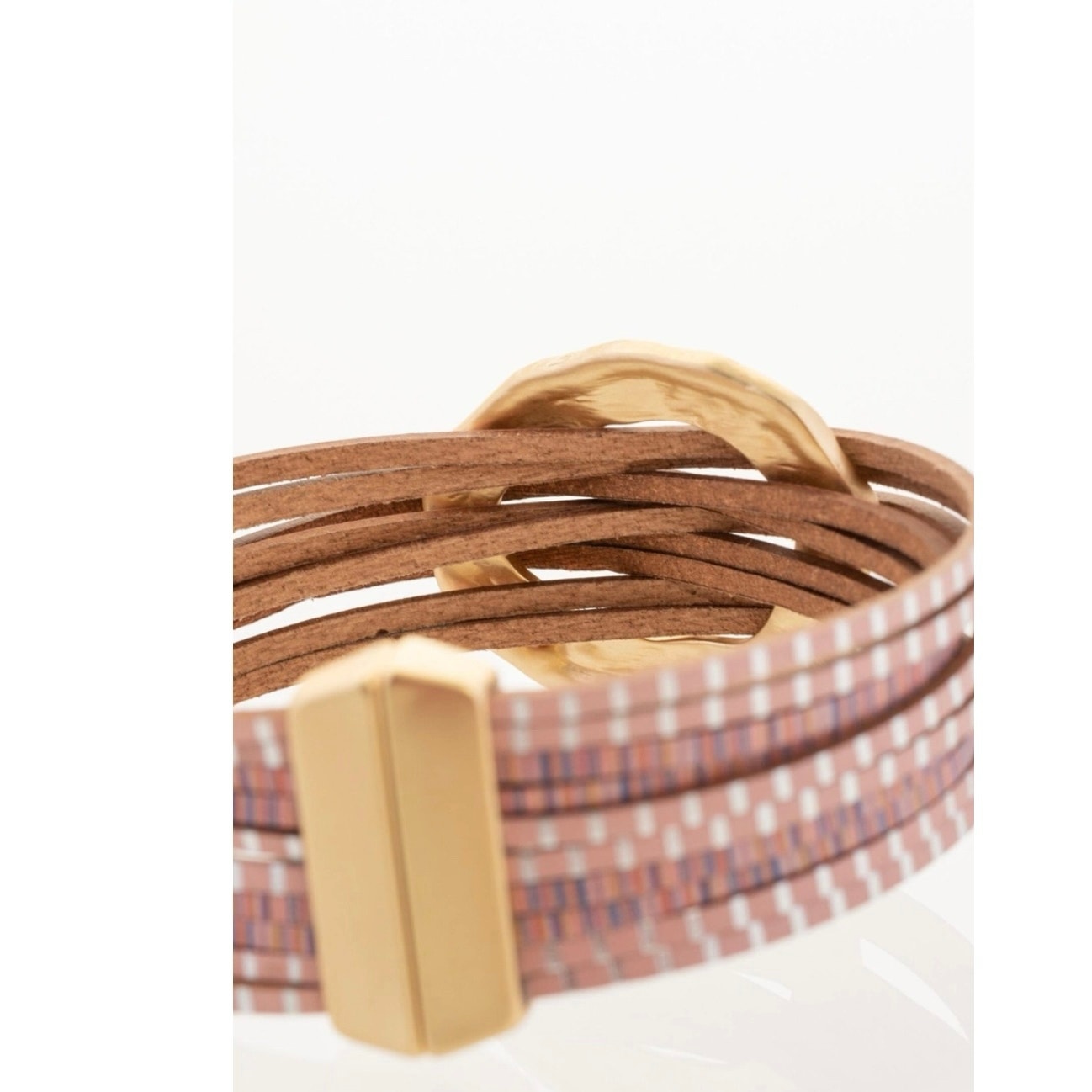 Vegan Leather Crystal Disk Bracelet