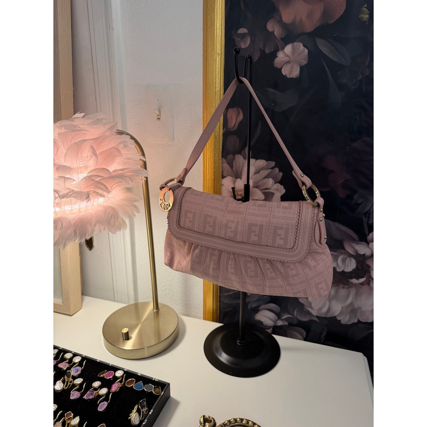 Fendi Leather Pink Peforated Chefs Bag - Pristine