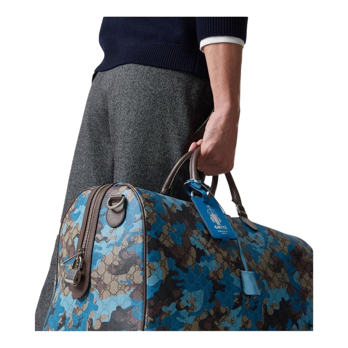 Gucci GG Supreme Camouflage Duffle Bag 20.4x12.9x11 NWT