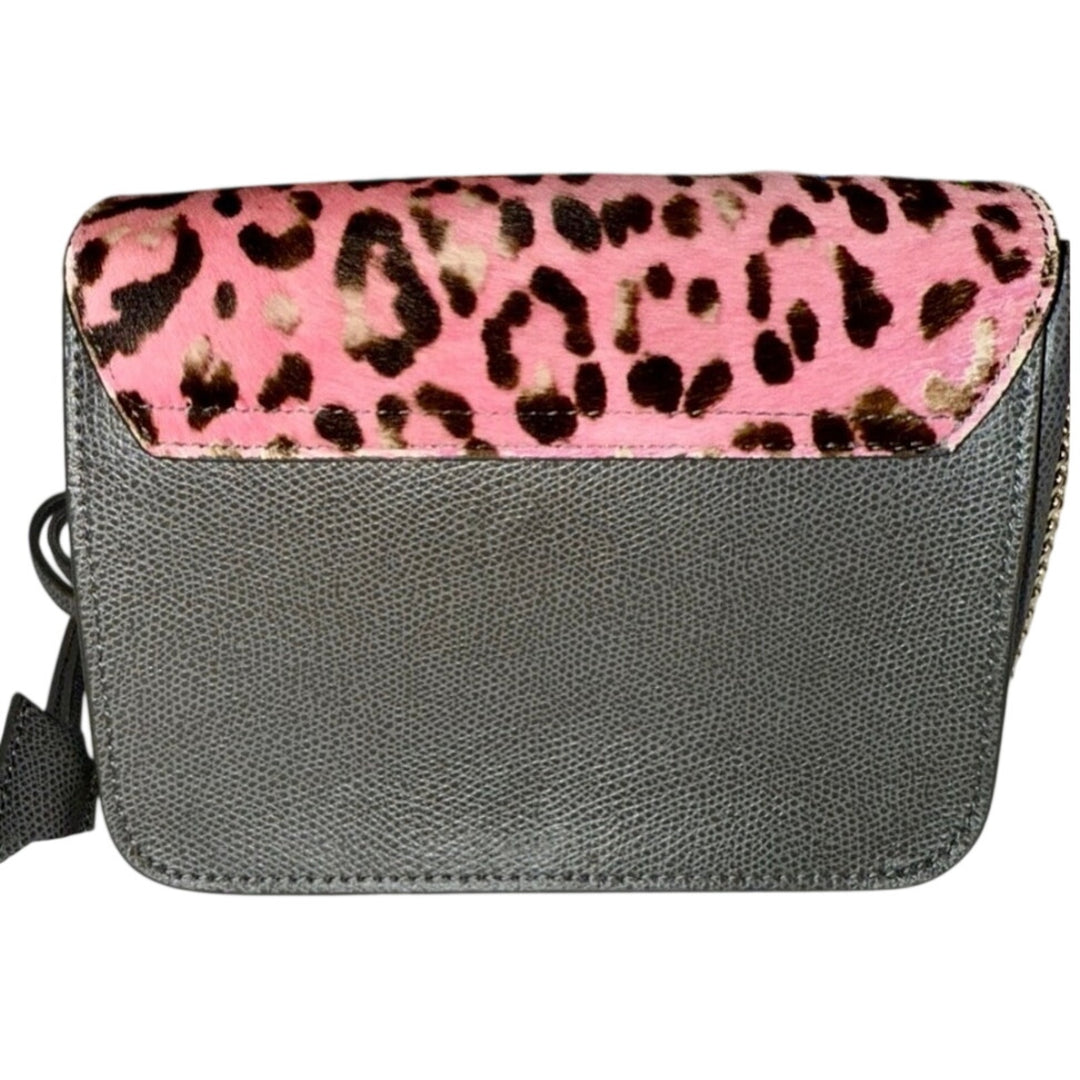 Furla Metropolis Leather & Pink Leopard CalfHair Crossbody W Lock & Key
