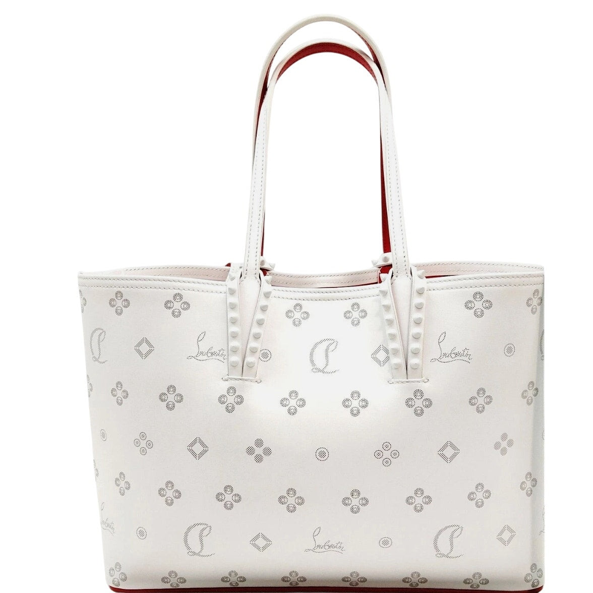 Christian Louboutin Calfskin Loubinthesky East West Cabata Tote White