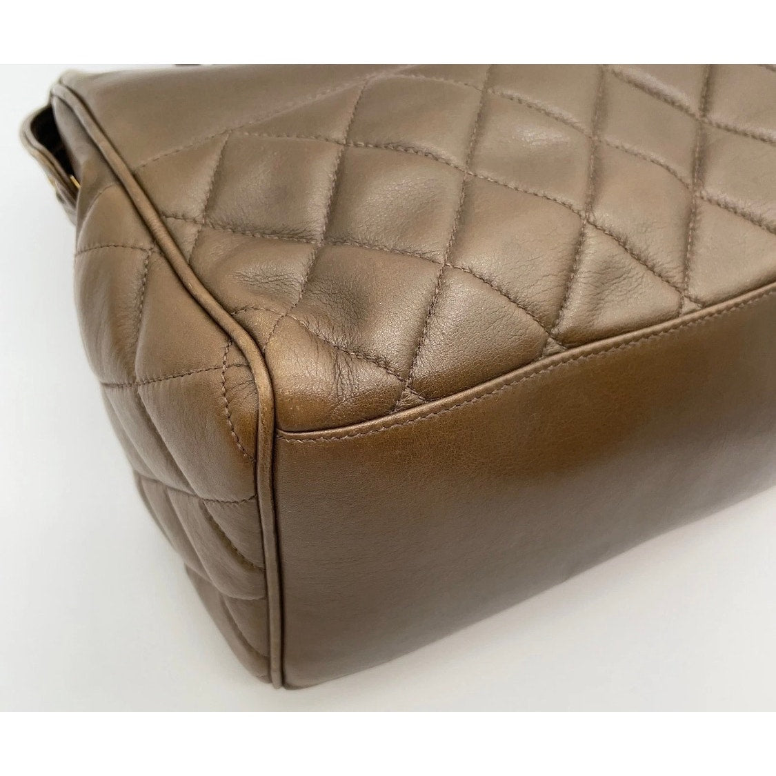 Chanel Vintage Lambskin 1980’s Matelasse Brown Handbag