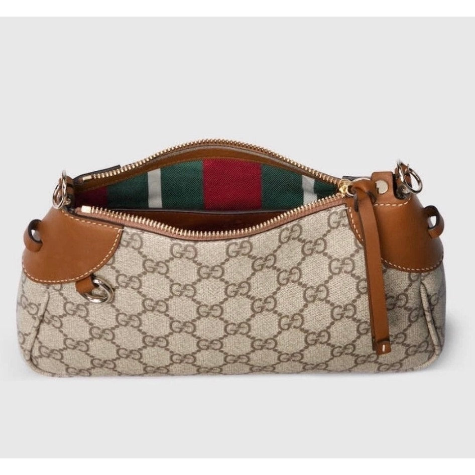 Gucci Emblem Small Shoulder Bag Beige Brown NWT