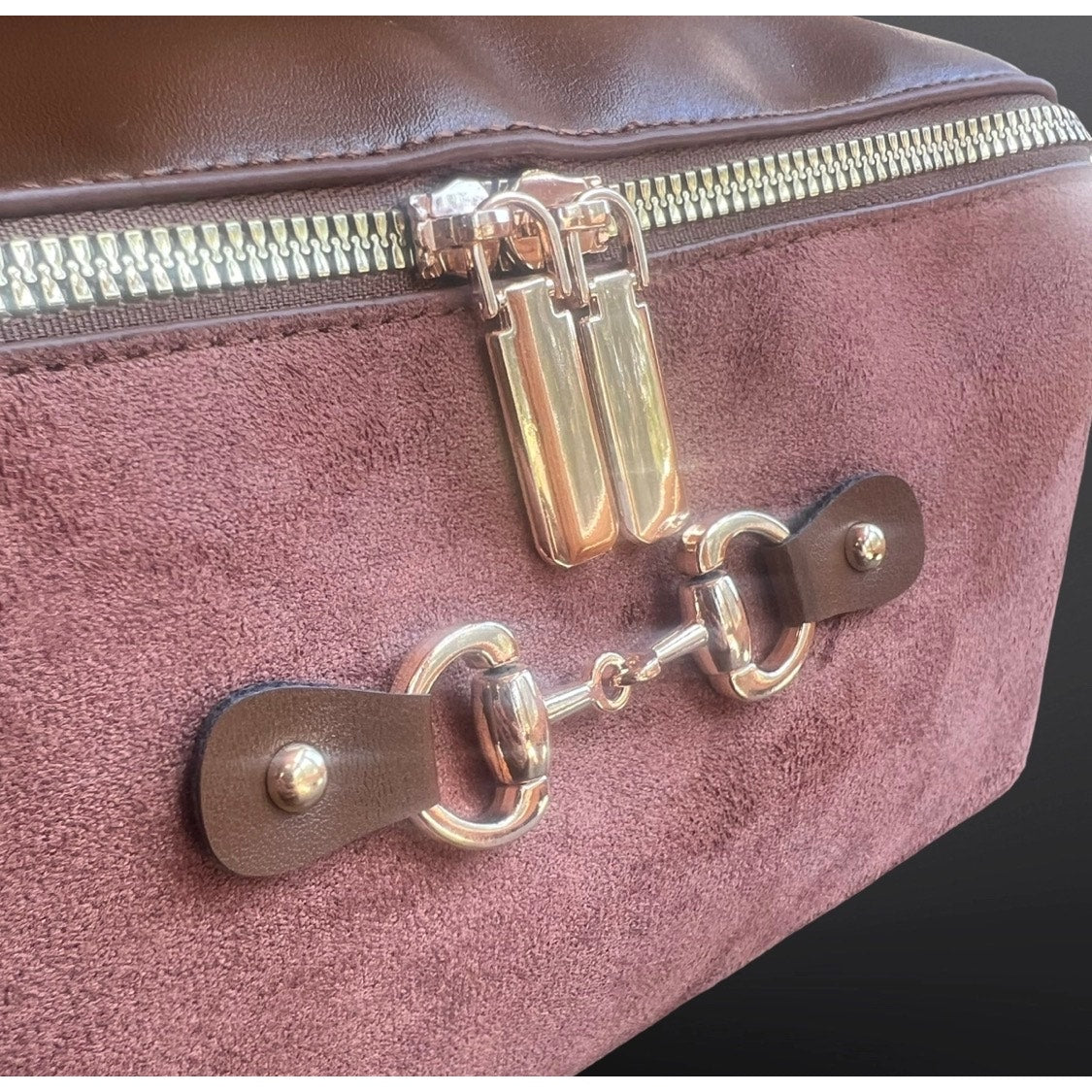 Equestrian Horse Bit Cosmetic Toiletry Bag Vegan Leather