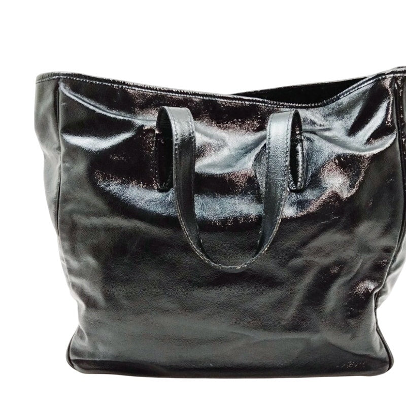 YVES SAINT LAURENT RIVE GAUNCH BLACK PATTON LEATHER TOTE EUC
