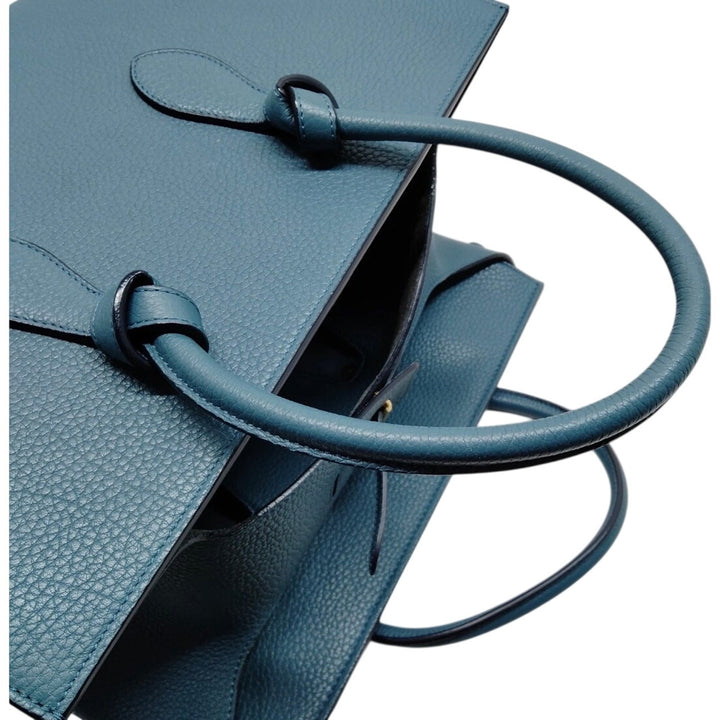Celine Blue Grainy Leather Tie Knot Top Handle EUC
