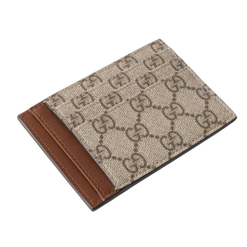 GUCCI Leather-Trimmed Monogrammed Coated-Canvas Cardholder Resort Collection NWB