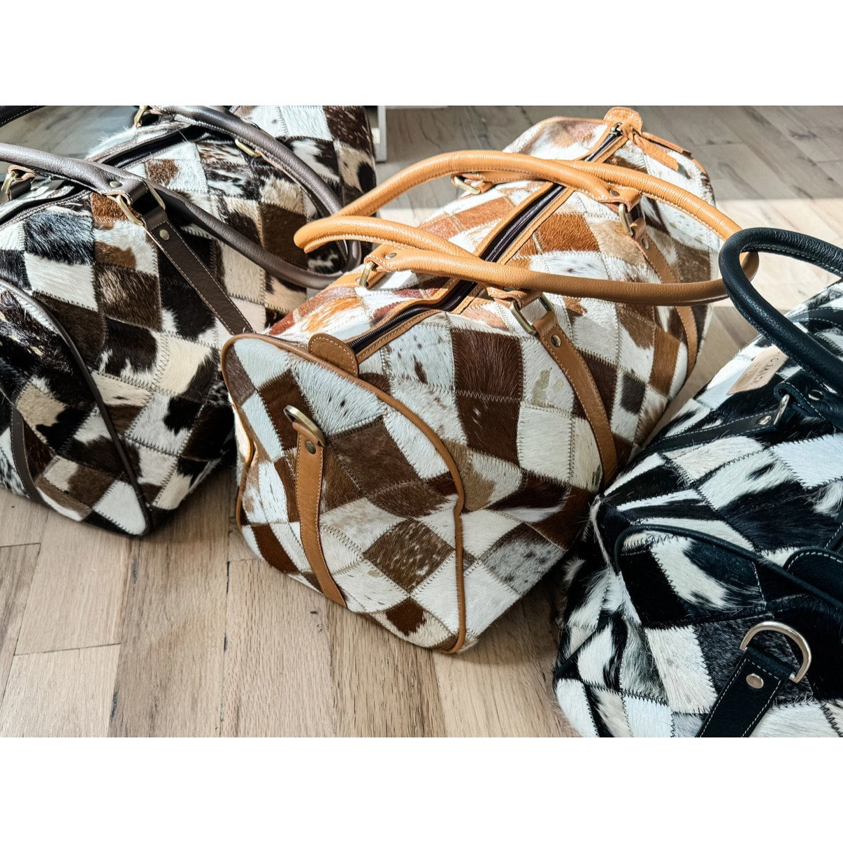 Boho Luxe Duffle Weekender Leather Hairon Cowhide Travel
