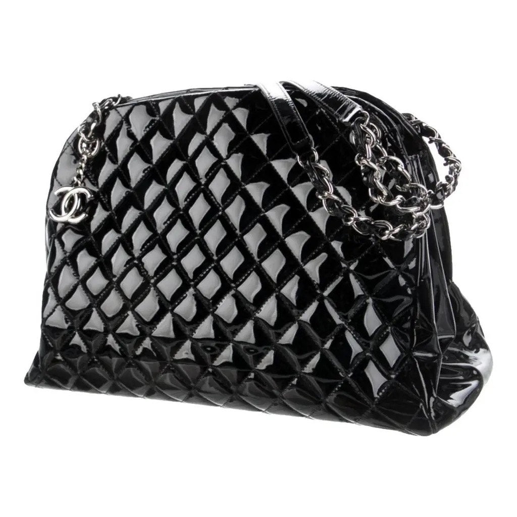 Chanel Black Quilted Patent Leather XL Just Mademoiselle Pristine